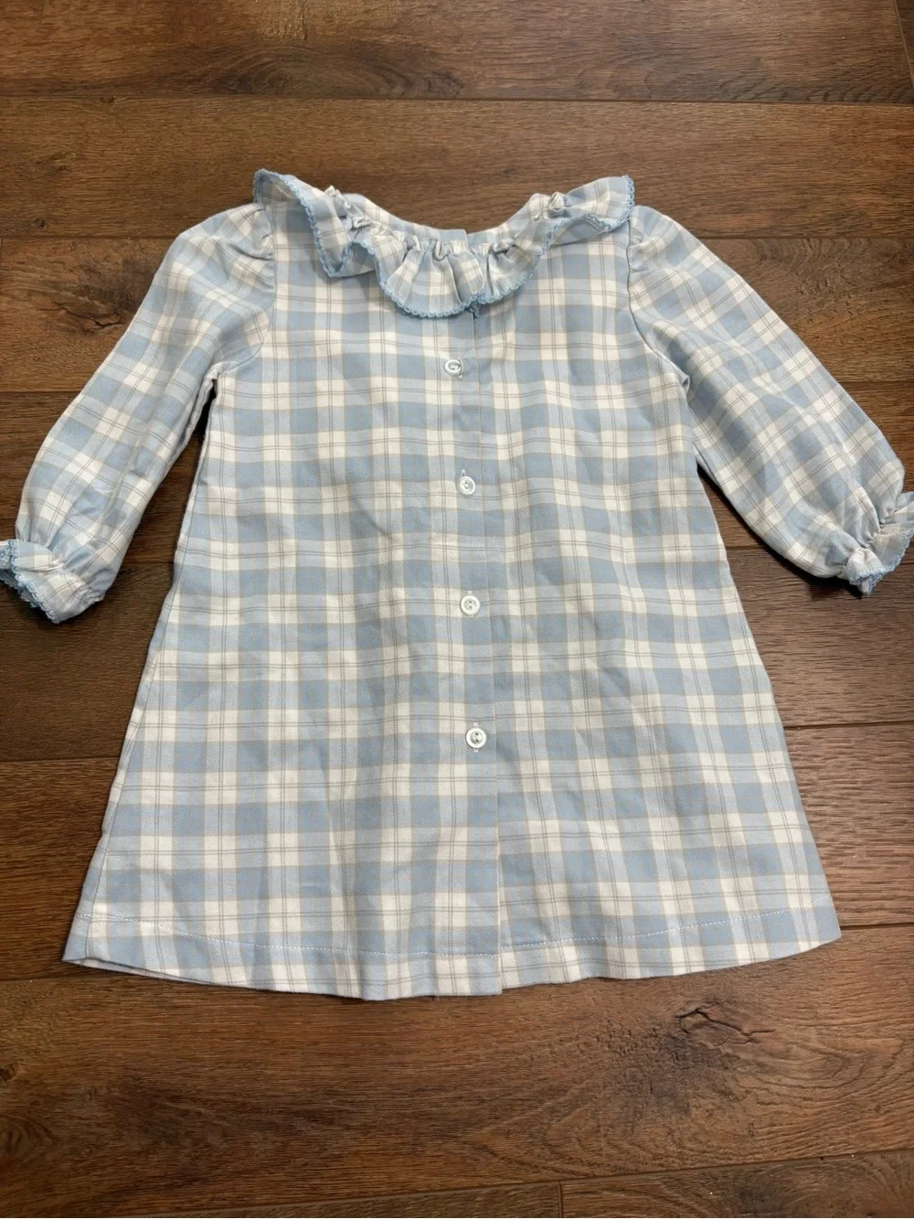 Delaney Blue Plaid Ruffle Collar Dress 24M Girls